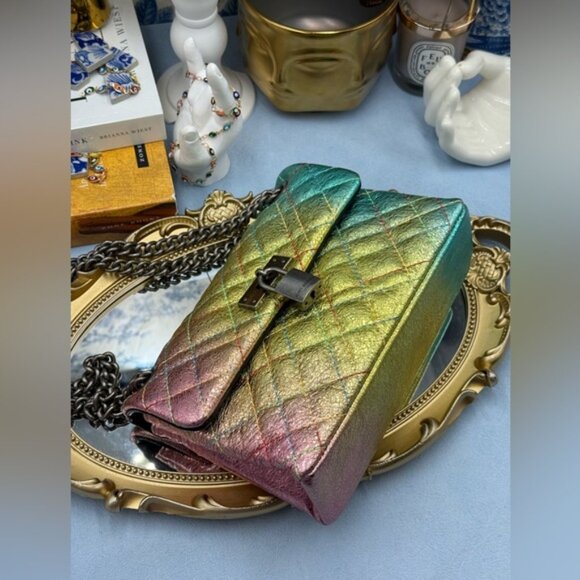 🆕 KURT GEIGER LONDON 🧿 NWOT Mini Brixton Lock Leather Shoulder Bag, Rainbow - Picture 8 of 15